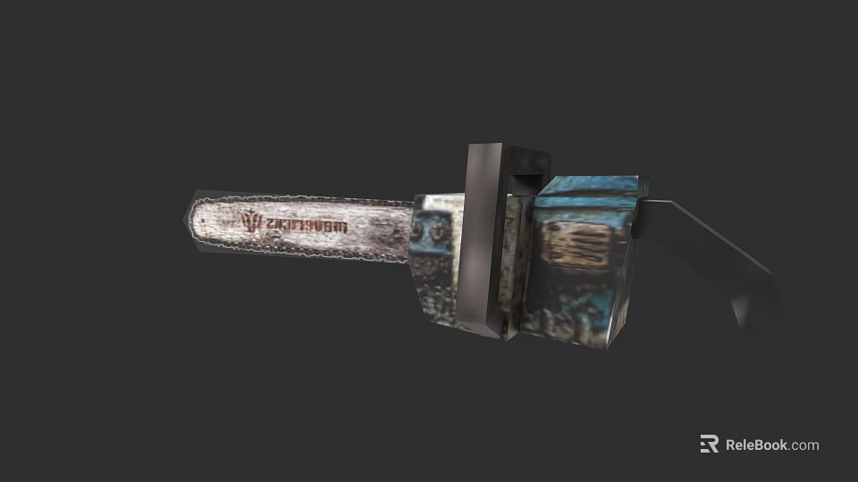 Wolverine Brand Vintage Metal Chainsaw With Rustic Design And Sharp Blade 3d model 