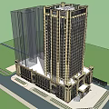Classical Style High Rise Hotel Building With Stone Facade Multiple Windows And Base Design 3d model