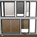 Different Styles Window Blinds With Gray Wall Wooden Floor And Small Potted Plant