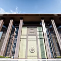 Modern Traditional Sales Office Building With Bronze Columns Carved Gate And Decorative Glass Panels