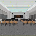 School Auditorium With Arranged Chairs And Music Stands