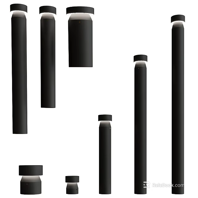 Modern Black Linear Chandelier Design With Sleek Cylindrical Pendant Lights 3d model 