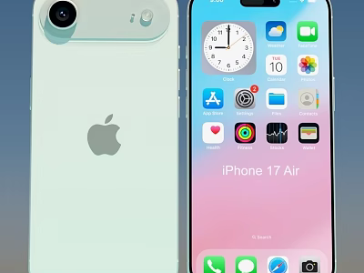 Apple iPhone 17 Air Smartphone Front Display App Icons And Back Camera Design 3d model