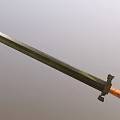 Medieval Historical Sword With Long Metal Blade And Brown Wooden Hilt