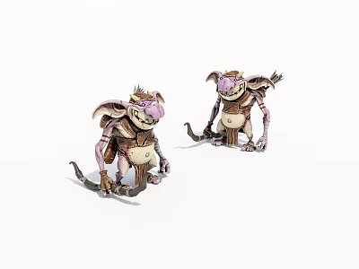 Game And Movie Characters Two Purple Brown Mythical Creatures With Crowns 3d model