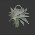 Silver Wolf Head Sculpture With Geometric Design And Shiny Metal Surface