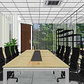 Modern Office Space With Multiple Workstations Computers And Office Chairs 3d model