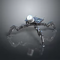 Metallic Mechanical Spider Robot With Multiple Legs And Circular Top Component 3d model