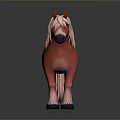 Cute Red Toy Pony With Pink Mane Blue Eyes And Black Hooves