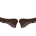 Symmetrical Brown Wooden Wings Decorative Ornament Set with White Background