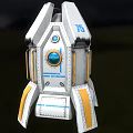 Silver White Rocket Model With Blue Window Yellow Stripes And Number 75 3d model