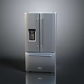 Sleek Stainless Steel Double Door Refrigerator With Bottom Freezer Drawer And Ice Maker