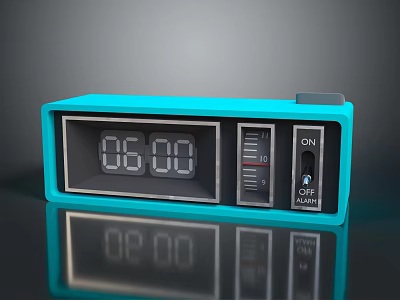 Blue Digital Timer Device With LED Display And ON OFF RESET Buttons 3d model