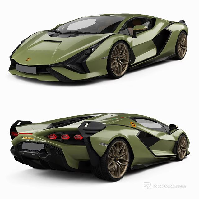 Green Luxury Sports Car With Aerodynamic Body Gold Alloy Wheels And Sleek Exterior 3d model 