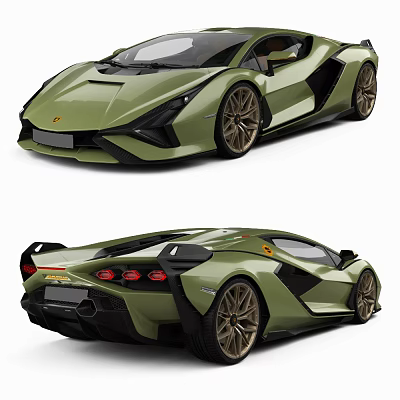 Green Luxury Sports Car With Aerodynamic Body Gold Alloy Wheels And Sleek Exterior 3d model
