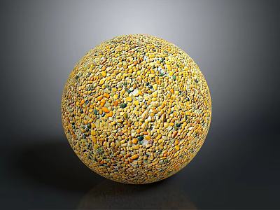Decorative Sphere Made Of Colorful Pebbles On Gray Background With Reflective Surface 3d model