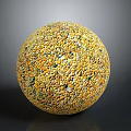 Decorative Sphere Made Of Colorful Pebbles On Gray Background With Reflective Surface