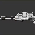 Futuristic Heavy Machine Gun With Multiple Barrels Mechanical Design And Orange Details