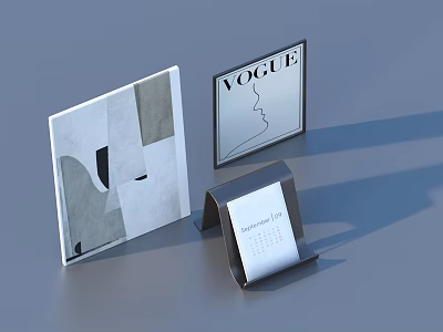Modern Home Living Accessories Decorative Frames Vogue Cover Geometric Art Print And 2024 Calendar Holder 3d model