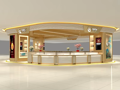 Elegant Jewelry Store Interior Design With Luxury Display Cases Illuminated Counter And Decorative Elements 3d model