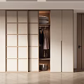 Modern Sliding Door Wardrobe Interior With Hanging Clothes Shelves And Storage Design