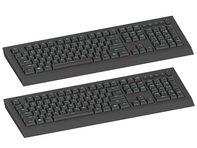 Black Full Size Computer Keyboards with Standard Layout for Home and Office Use 3d model