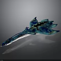 Blue and Black Ray with Streamlined Design and Intricate Patterns on Dark Background