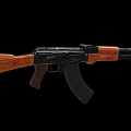 Classic AK Rifle With Wooden Stock Black Barrel And Detachable Magazine