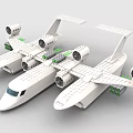 White Building Blocks Aircraft Models with Multiple Engines and Wing Structures Design 3d model