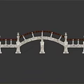 Traditional Chinese Garden Stone Bridge With Wooden Deck And Ornate Railings