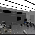 Modern Shopping Mall Retail Store with Open Layout Display Tables Chairs Shelves and Products