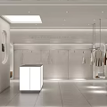 Modern Clothing Store Front With Glass Windows Mannequins Decorative Plants And Displayed Clothes