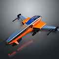 Modern Orange And Blue Model Airplane With Streamlined Body And Black Wings