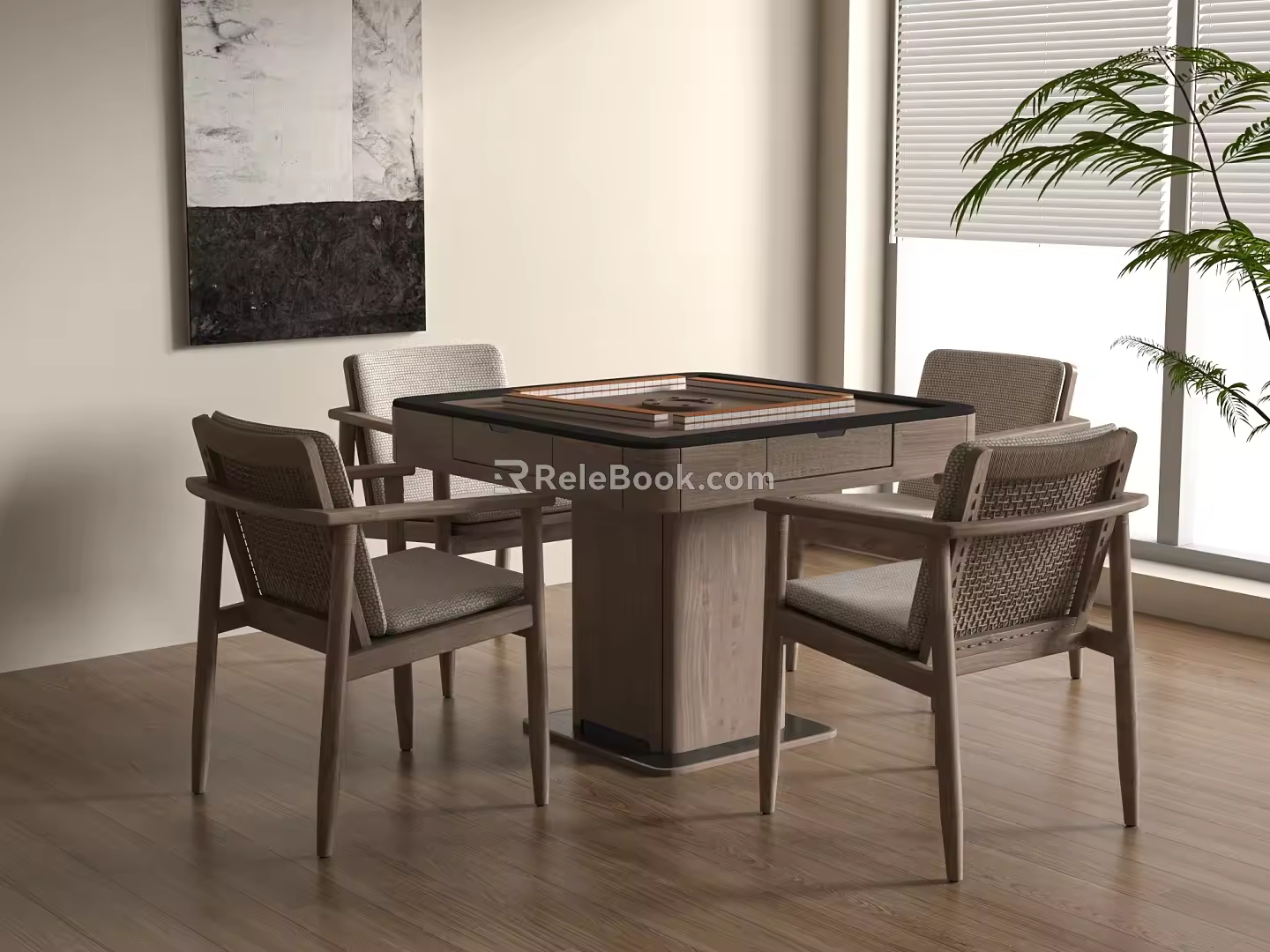 Mahjong Table and Chair Combination Mahjong Table Single Chair Mahjong Table 3d model
