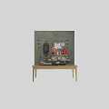 Vintage Wall Hangings In Retro Kitchen With Photos Bulbs Cans And Decorative Items