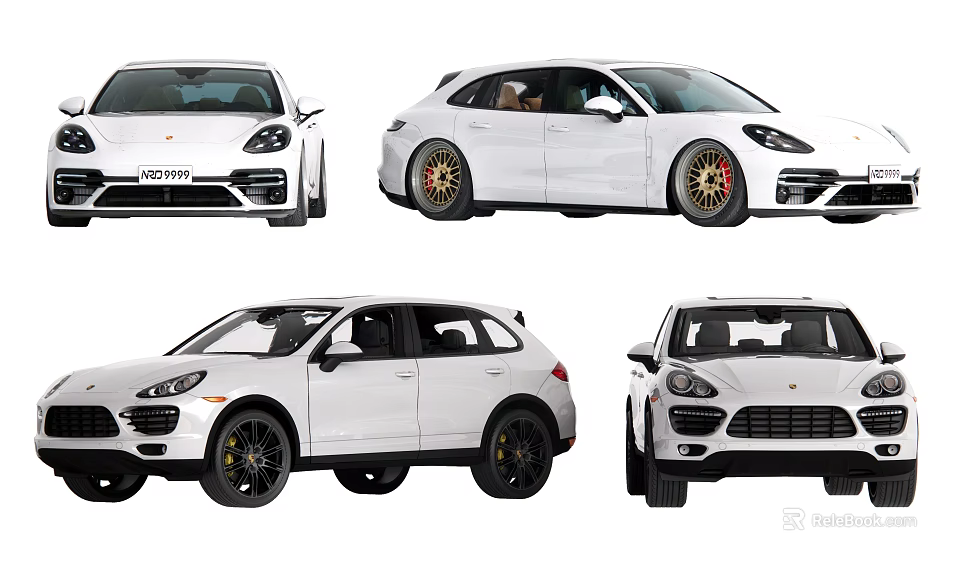 White SUV Cars Displayed In Different Angles With Alloy Wheels And Sleek Body Design 3d model 