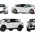 White SUV Cars Displayed In Different Angles With Alloy Wheels And Sleek Body Design