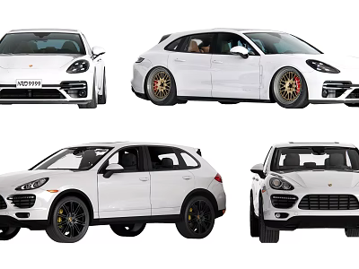 White SUV Cars Displayed In Different Angles With Alloy Wheels And Sleek Body Design 3d model