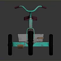 Classic Design Turquoise Children's Tricycle With Red Seat Metal Cart And Black Wheels