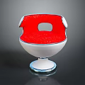 Unique Modern Chair With Red Upholstered Seat And White Base Design