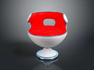Unique Modern Chair With Red Upholstered Seat And White Base Design 3d model