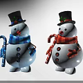 Cute Snowman Dolls With Top Hats Scarves Candy Canes And Colorful Buttons