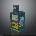Vintage Blue Fuel Dispenser With Digital Display Freedom Label And Sticker Decorations