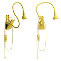 Two Yellow Clip On Desk Lamps With Flexible Curved Arm And On Off Switch