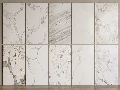 Marble Background Wall With Various White And Gray Textured Slabs For Interior Design 3d model