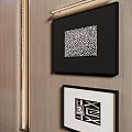Modern Wall Lamp With LED Light Illuminating Wooden Wall And Decorative Artwork