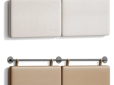 Minimalist Upholstered Panels In Beige And Brown Fabric With Metal Accents 3d model