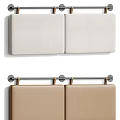 Minimalist Upholstered Panels In Beige And Brown Fabric With Metal Accents