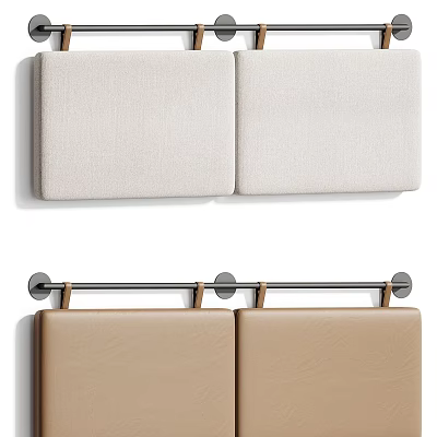 Minimalist Upholstered Panels In Beige And Brown Fabric With Metal Accents 3d model