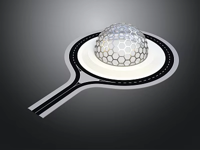 Innovative Racquet Shaped Structure With Honeycomb Sphere And Circular Base 3d model